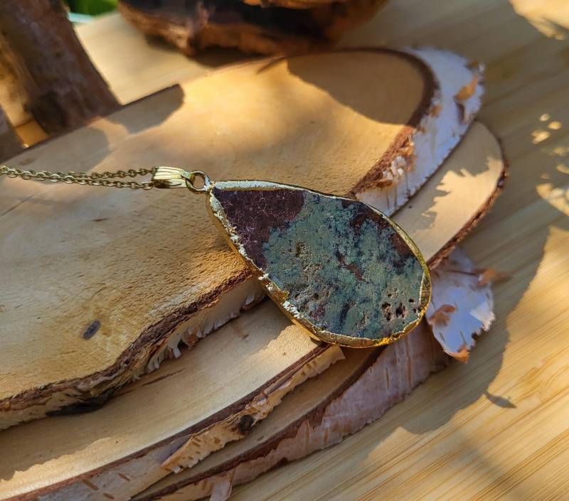 Chrysopras Kette Gold Edelstein Edelsteinkette von LacooniSchmuck