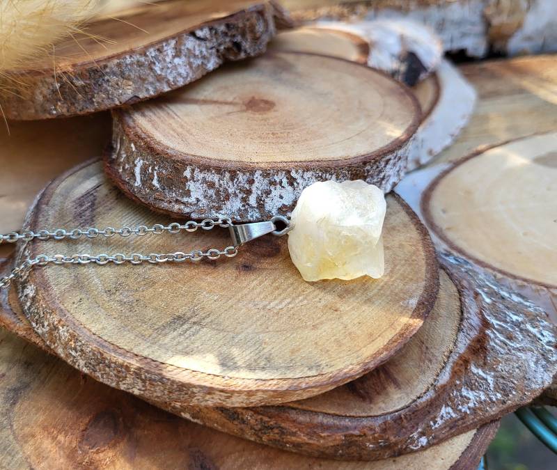Citrin Kette Rohstein Silber Roher Edelsteinkette von LacooniSchmuck