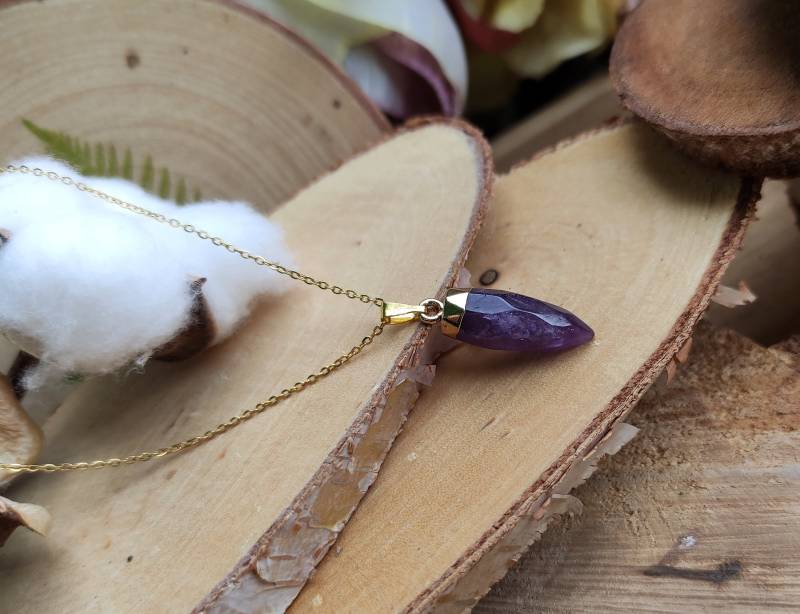 Edelstein Amethyst Kette Gold Goldkette von LacooniSchmuck