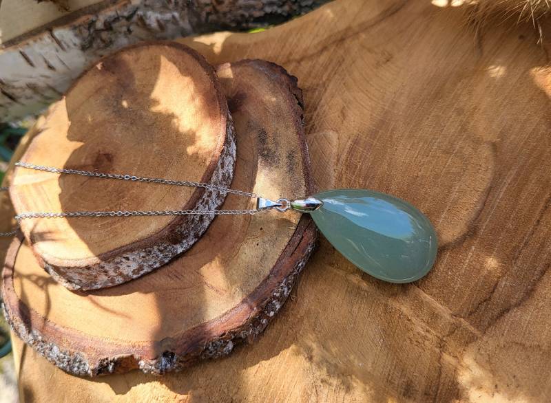 Edelstein Aventurin Tropfen Kette Silber von LacooniSchmuck