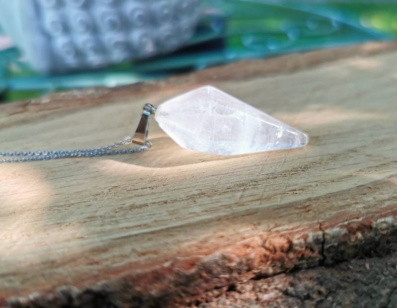 Edelstein Bergkristallspitzenanhänger Kette Silber Bergkristall Stift Silberkette von LacooniSchmuck