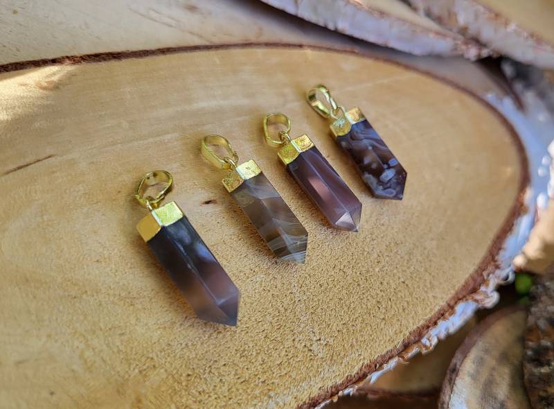 Edelstein Botswana Achat Stift Kette Gold von LacooniSchmuck