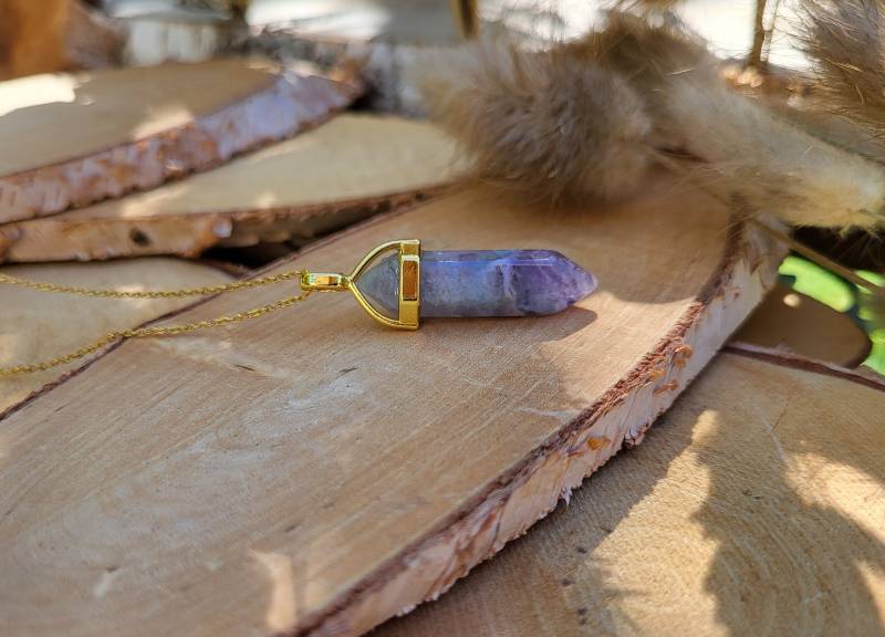 Edelstein Fluorit Kette Gold Stift Goldkette von LacooniSchmuck