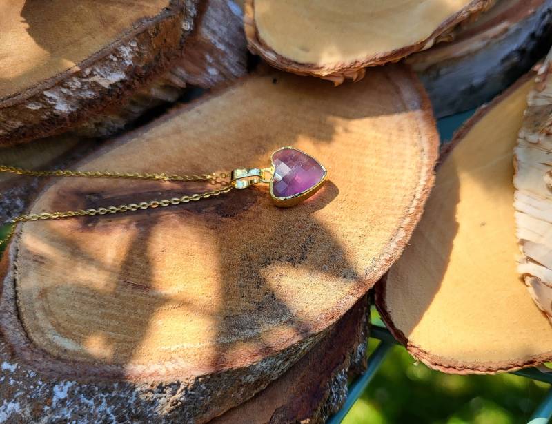 Edelstein Herz Amethyst Kette Gold Goldkette von LacooniSchmuck