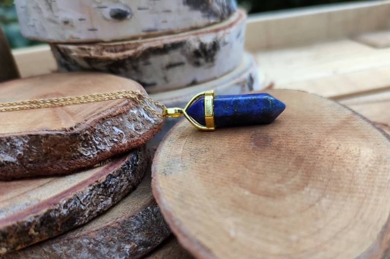 Lapislazuli Kette Gold Stift Edelsteinkette von LacooniSchmuck
