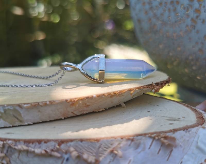 Edelstein Mondstein Kette Silber Stift von LacooniSchmuck