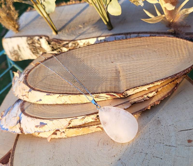 Edelstein Tropfen Bergkristall Kette Silber von LacooniSchmuck