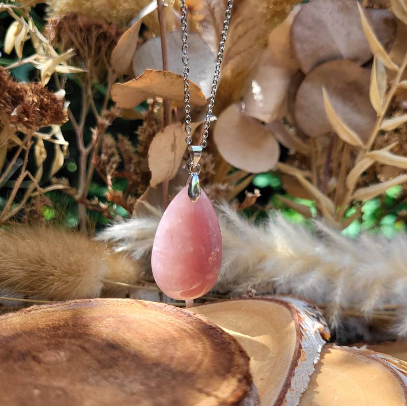 Erdbeerquarz Tropfen Kette Silber Edelstein Edelsteinkette von LacooniSchmuck