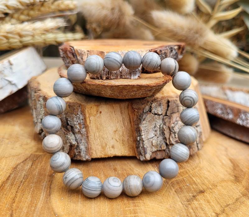 Jaspis Armband 8mm Grau von LacooniSchmuck