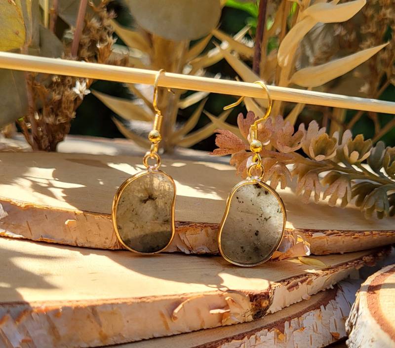 Labradorit Ohrhänger Ohrringe Gold Edelstein von LacooniSchmuck