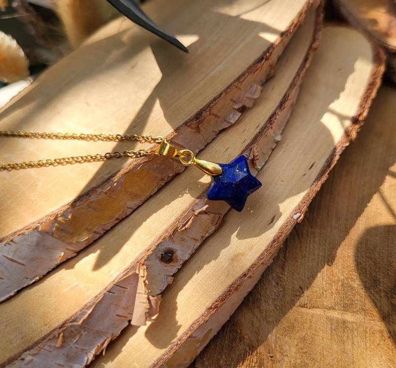Lapislazuli Stern Kette Edelstein Gold Edelsteinkette von LacooniSchmuck