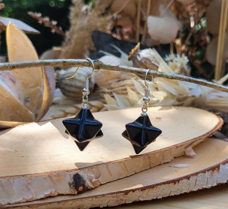 Merkaba Turmalin Ohrringe Star Edelstein Heilige Geometrie Silber Ohrhänger von LacooniSchmuck
