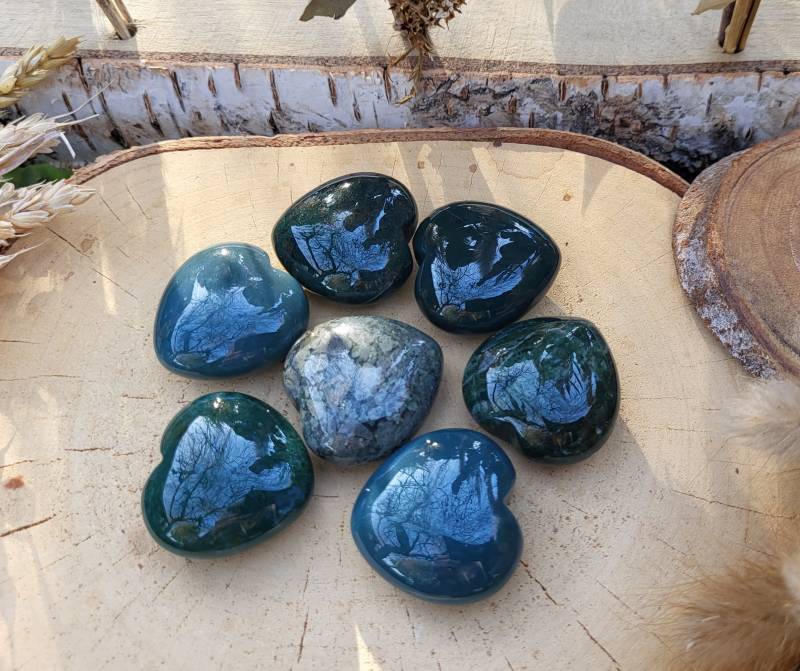 Moosachat Herz Edelstein Handschmeichler von LacooniSchmuck