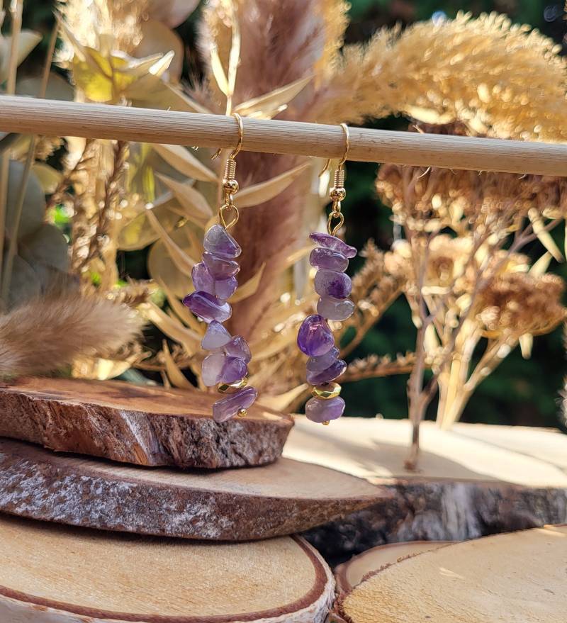 Ohrhänger Amethyst Ohrringe Gold Edelstein von LacooniSchmuck