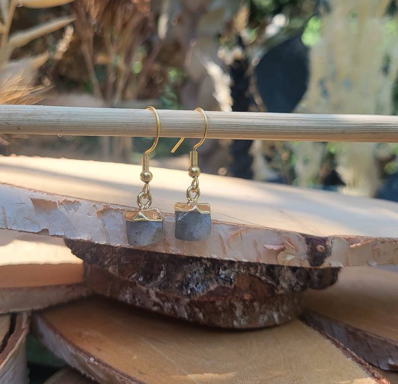 Ohrhänger Labradorit Ohrringe Gold Edelstein von LacooniSchmuck