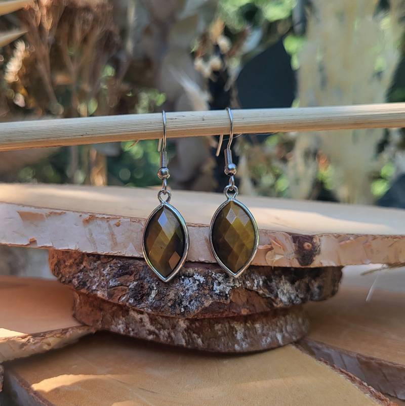 Ohrhänger Tigerauge Ohrringe Silber Edelstein von LacooniSchmuck