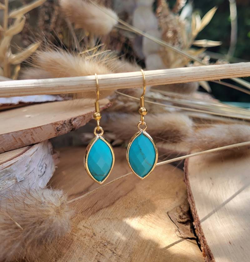 Ohrhänger Türkis Ohrringe Gold Edelstein von LacooniSchmuck