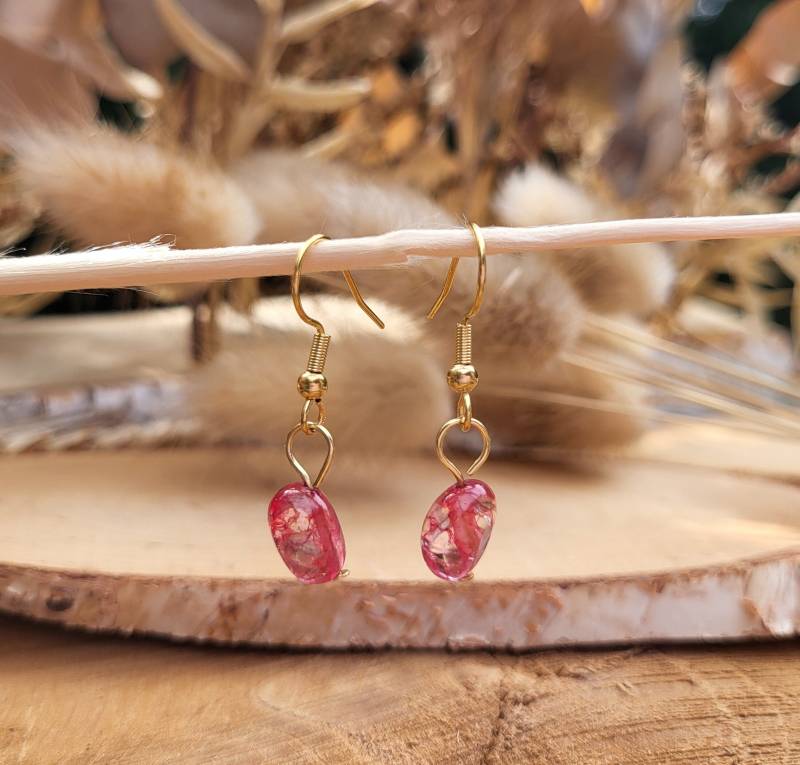 Quarz Ohrringe Roter Gold Ohrhänger Edelstein von LacooniSchmuck