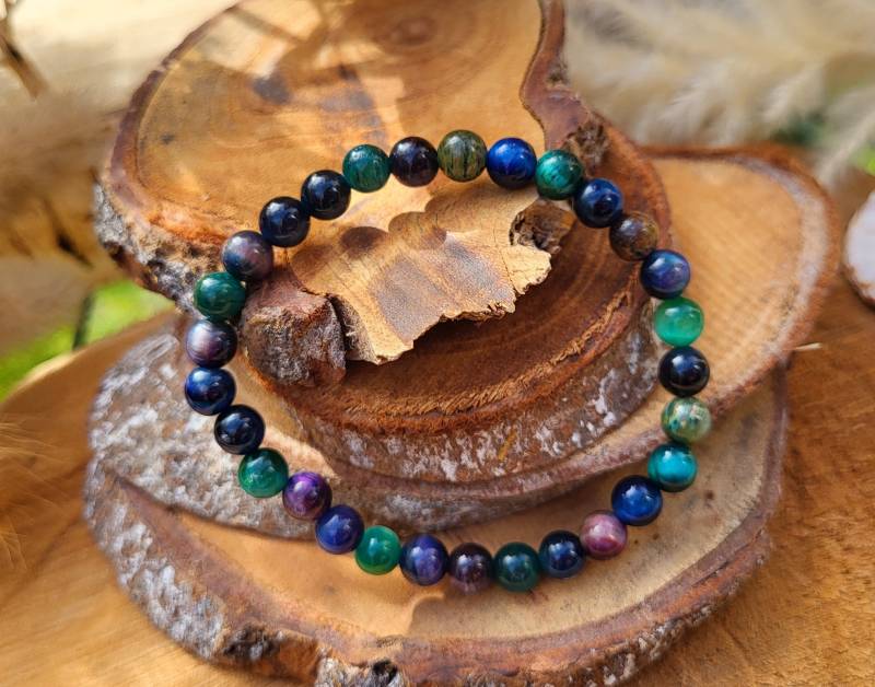 Regenbogen Tigerauge Armband 6mm Perlen Edelsteinarmband von LacooniSchmuck