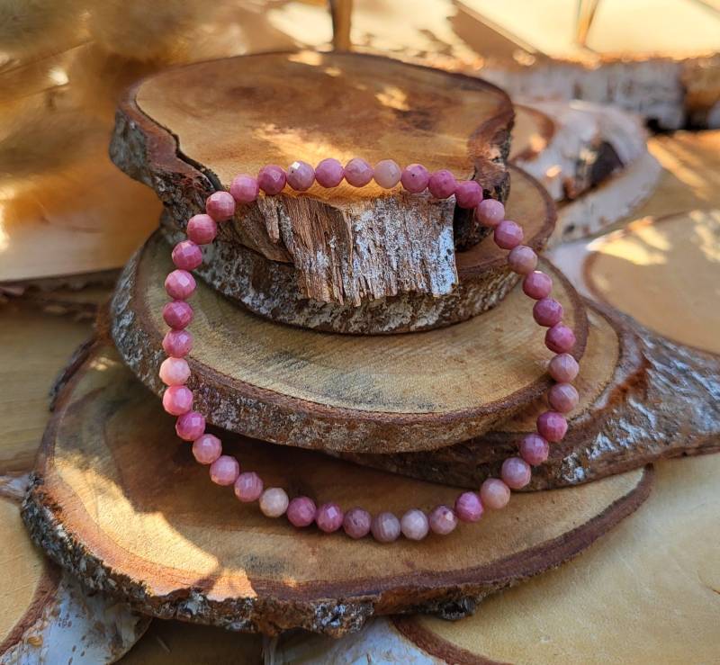 Rhodonit Armband 4mm Facettiert Edelsteinarmband von LacooniSchmuck