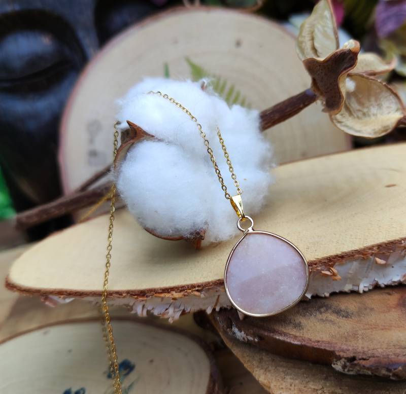 Aventurin Tropfen Kette Rosa Edelsteinkette Edelstein Gold von LacooniSchmuck