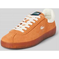Lacoste Ledersneaker mit Label-Patch und Logo-Print Modell 'BASESHOT' in Orange, Größe 36 von Lacoste