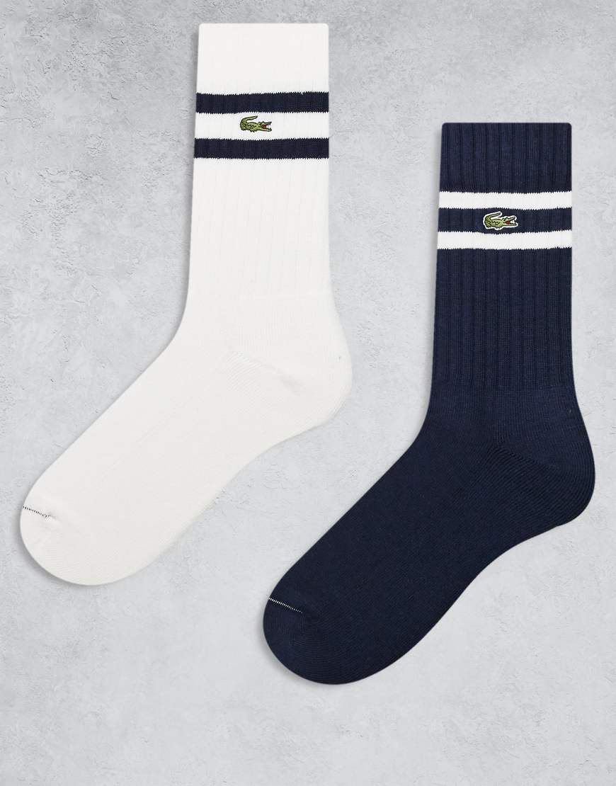 Lacoste - 2er-Pack Socken in Marineblau/Weiß mit Streifendetail-Bunt von Lacoste