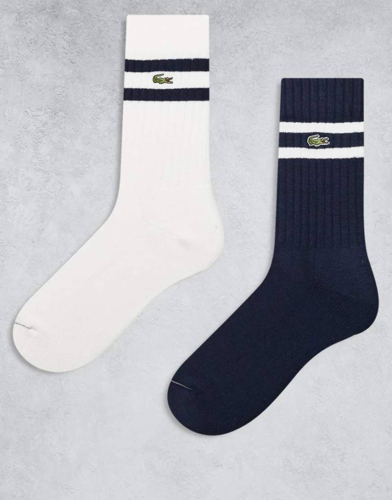 Lacoste - 2er-Pack Socken in Marineblau/Weiß mit Streifendetail-Bunt von Lacoste
