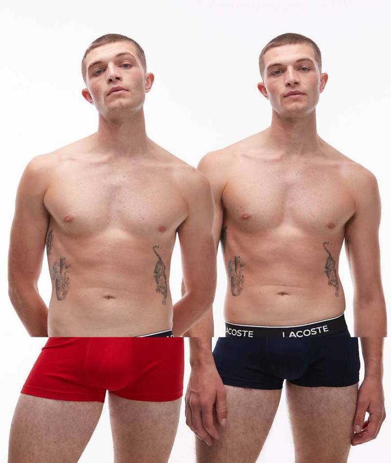 Lacoste - 2er-Pack Trunk-Unterhosen in Blau / Rot-Bunt von Lacoste