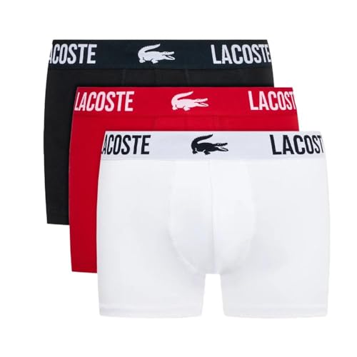 Lacoste 3 Boxershorts Schwarz/Weiß/Rot, Herren, kurz, Stretch, Schwarz , S von Lacoste