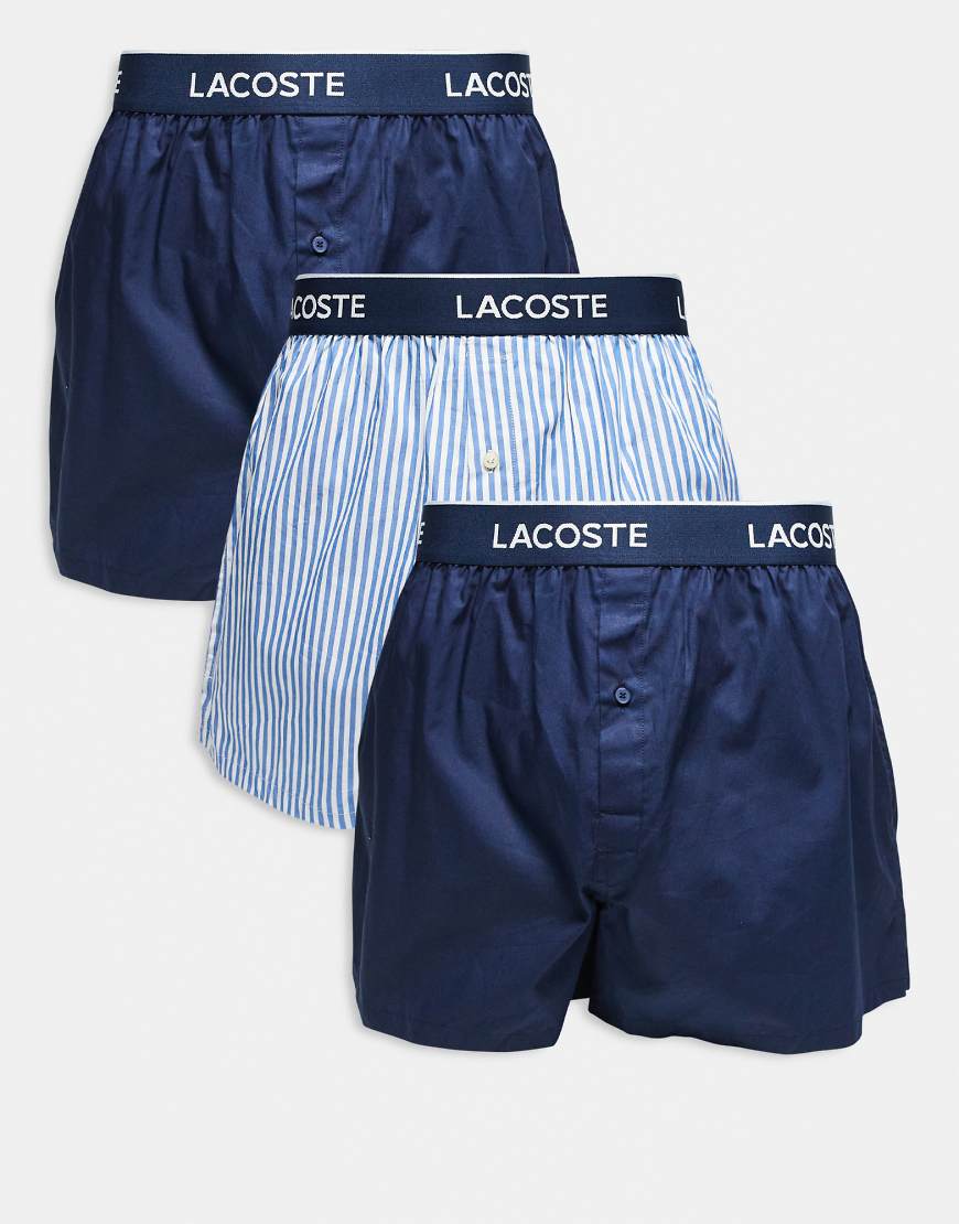 Lacoste - 3er-Pack Boxershorts aus Webstoff in Blau und mit Streifen Lacoste - 3er-Pack Boxershorts aus Webstoff in Blau und mit Streifen von Lacoste