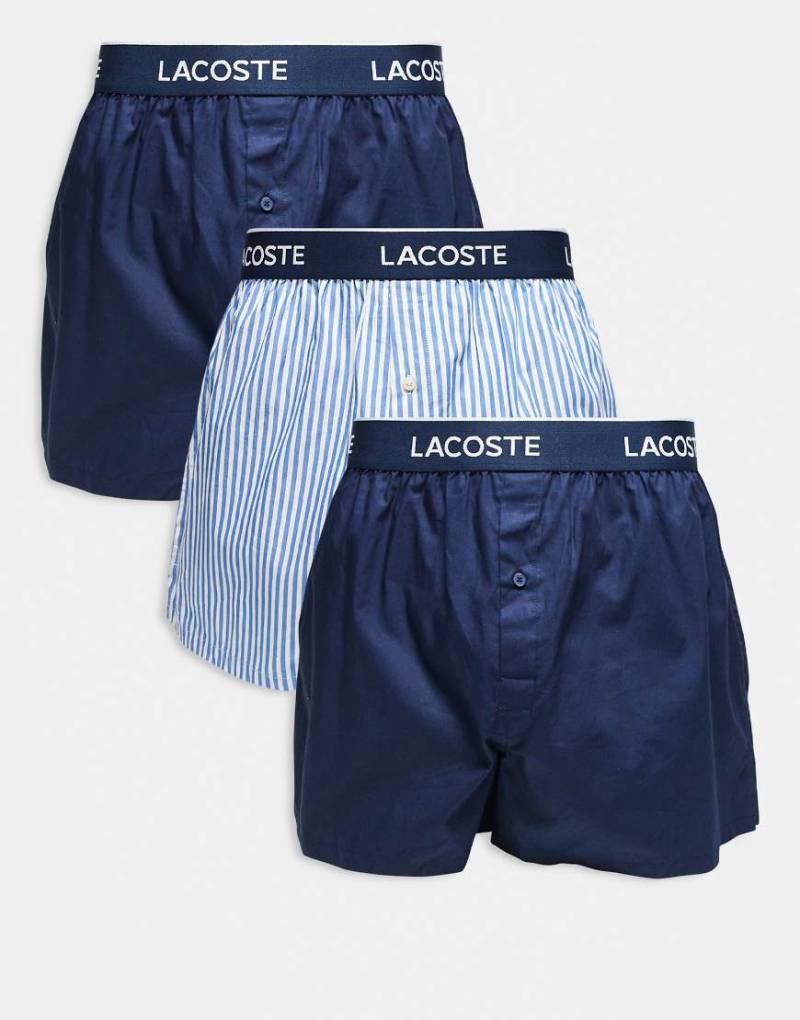 Lacoste - 3er-Pack Boxershorts aus Webstoff in Blau und mit Streifen Lacoste - 3er-Pack Boxershorts aus Webstoff in Blau und mit Streifen von Lacoste