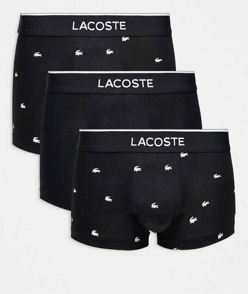 Lacoste - 3er-Pack Unterhosen in Schwarz mit Krokodilmuster von Lacoste
