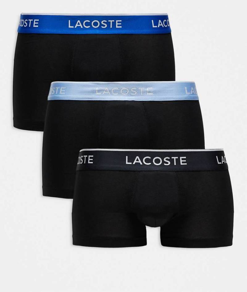 Lacoste - 3er-Pack Unterhosen in Schwarz mit blauem Bund von Lacoste
