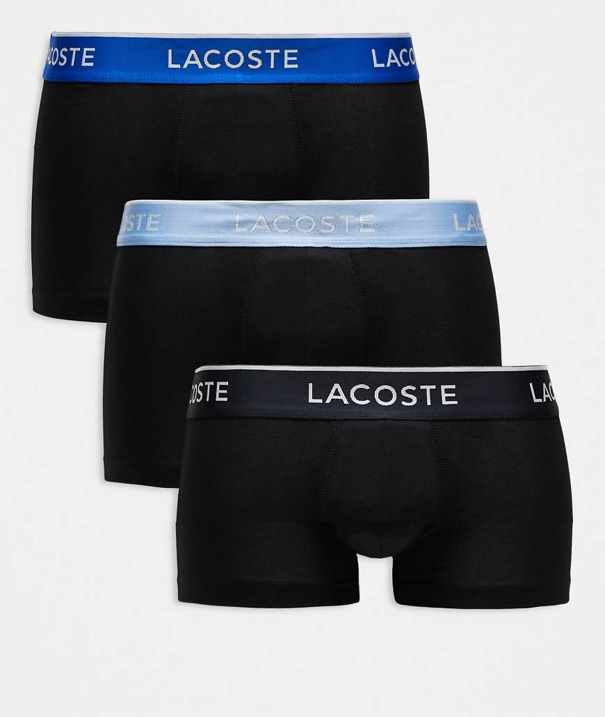 Lacoste - 3er-Pack Unterhosen in Schwarz mit blauem Bund von Lacoste