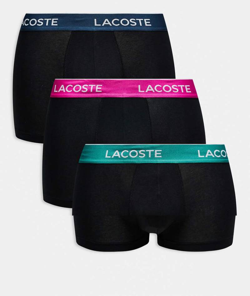 Lacoste - 3er-Pack Unterhosen in Schwarz mit buntem Bund von Lacoste