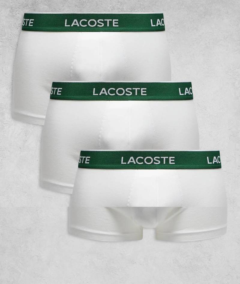 Lacoste - 3er-Pack Unterhosen in Weiß mit grünem Bund von Lacoste
