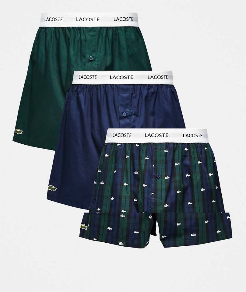 Lacoste - 3er-Pack gewebte Boxershorts mit Schottenkaro und in Marineblau-Bunt von Lacoste