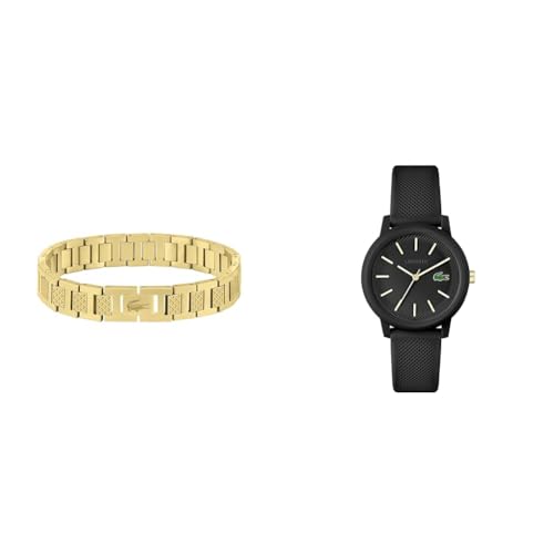 Lacoste Analog Quarzuhr für Damen mit Schwarzes Silikonarmband - 2001212 Armband mit Knebelverschluss für Herren Kollektion Metropole Verziert mit Petit piqué Muster - 2040120 Lacoste Analog Quarzuhr für Damen mit Schwarzes Silikonarmband - 2001212 Armband mit Knebelverschluss für Herren Kollektion Metropole Verziert mit Petit piqué Muster - 2040120 von Lacoste