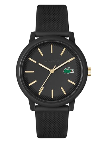 Lacoste Analog Quarzuhr für Herren Kollektion LACOSTE.12.12 mit Schwarzes Silikonarmband - 2011233 von Lacoste