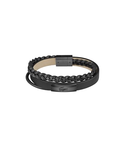 Lacoste Armband für Herren Kollektion FUSION mit Schwarzem Leder und Schwarzem Edelstahl mit einer Gravierten Plakette - 2040318 Lacoste Armband für Herren Kollektion FUSION mit Schwarzem Leder und Schwarzem Edelstahl mit einer Gravierten Plakette - 2040318 von Lacoste