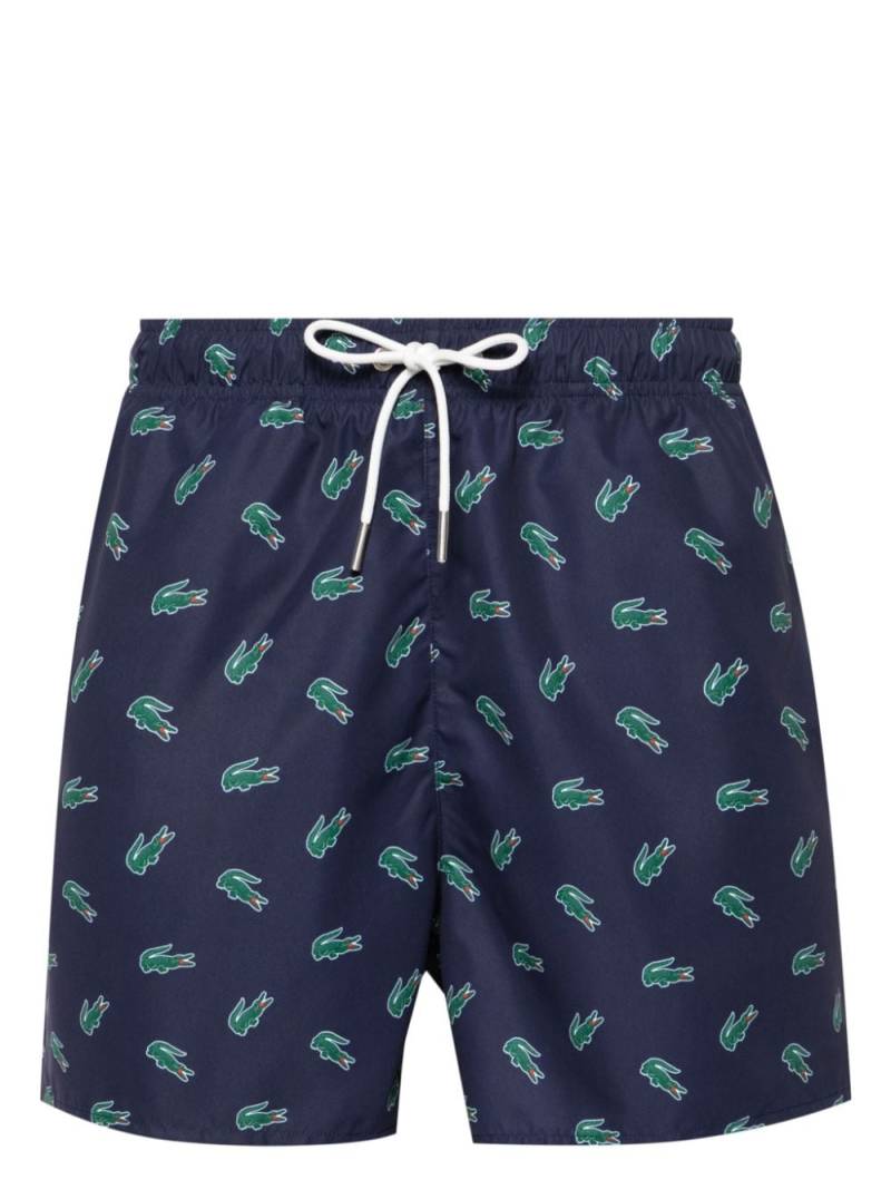 Lacoste Badeshorts mit Krokodil-Print - Blau von Lacoste