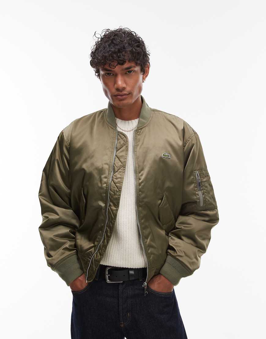 Lacoste - Bomberjacke in Khaki-Grün von Lacoste