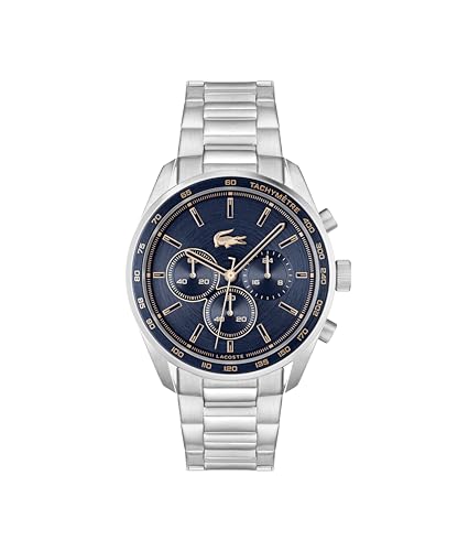 Lacoste Chronograph Quarz Uhr für Herren Kollektion Boston mit Silbernes Edelstahlarmband - 2011380 von Lacoste