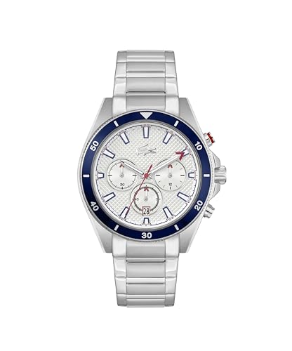 Lacoste Chronograph Quarz Uhr für Herren Kollektion MAINSAIL mit Silbernes Edelstahlarmband - 2011360 von Lacoste