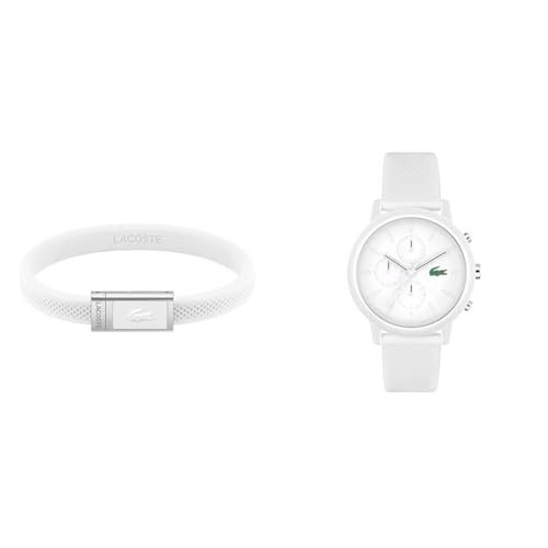 Lacoste Chronograph Quarz Uhr für Herren mit Weisses Silikonarmband - 2011246 Silikonarmband für Damen Kollektion 12.12-2040064 von Lacoste