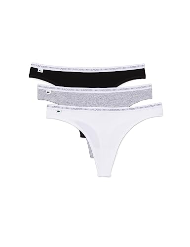 Lacoste Damen 8F1341 G-String, Noir/Blanc-Argent Chine, XXS von Lacoste