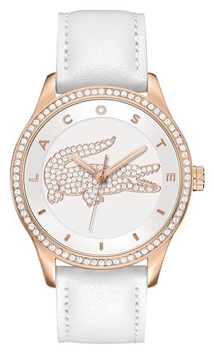 Lacoste Analog Quarzuhr für Damen Kollektion Victoria mit Weisses Lederarmband - 2000821 von Lacoste