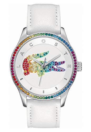 Lacoste Analog Quarzuhr für Damen Kollektion Victoria mit Weisses Lederarmband - 2000822 von Lacoste