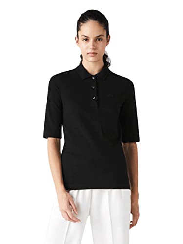 Lacoste Damen Polo-Shirt Kurzarm PF0503, Frauen Polo-Hemd,3 Knopf,Regular Fit,Schwarz,40 von Lacoste